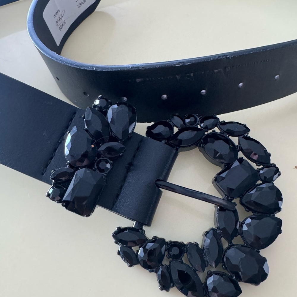 Zara Black Belt with Gemstone Buckle